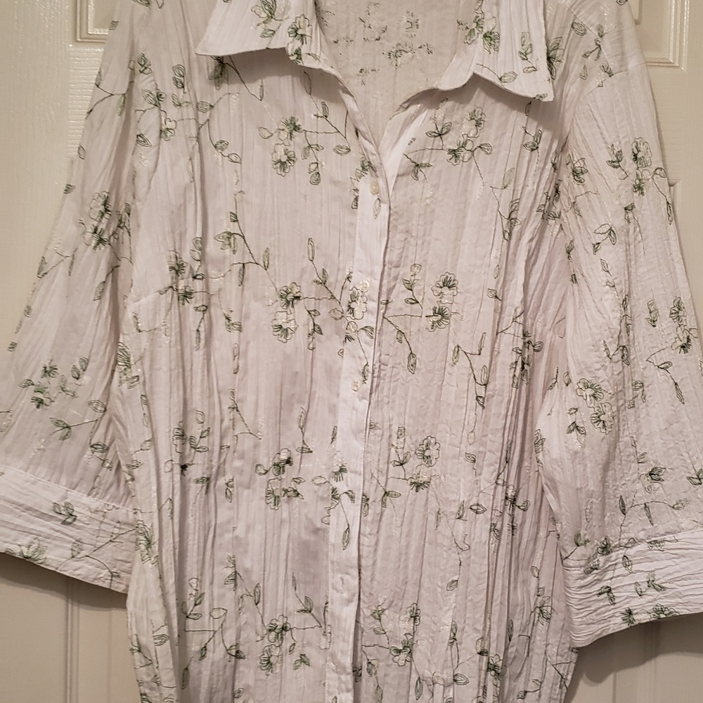 Plus Size Embroidered 3/4 Sleeve Blouse